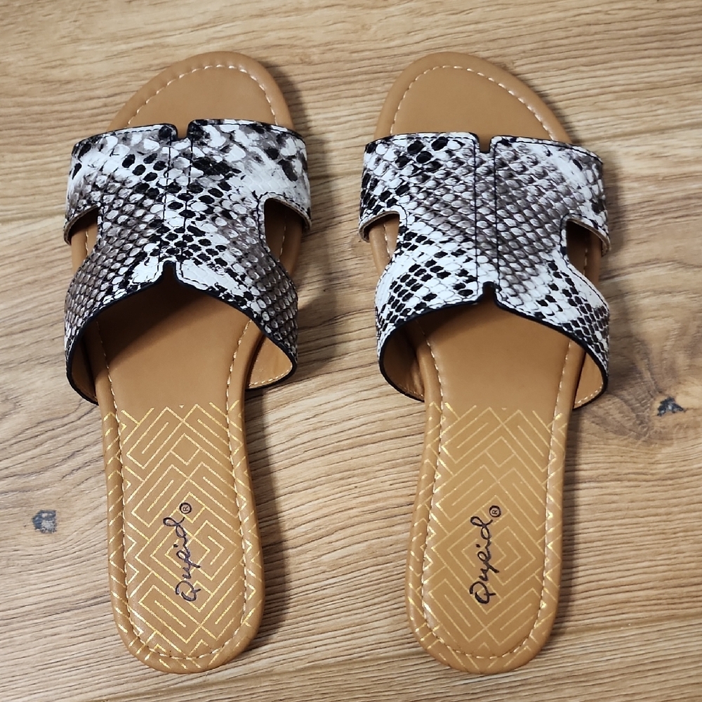 Black and White Snakeskin Sandals